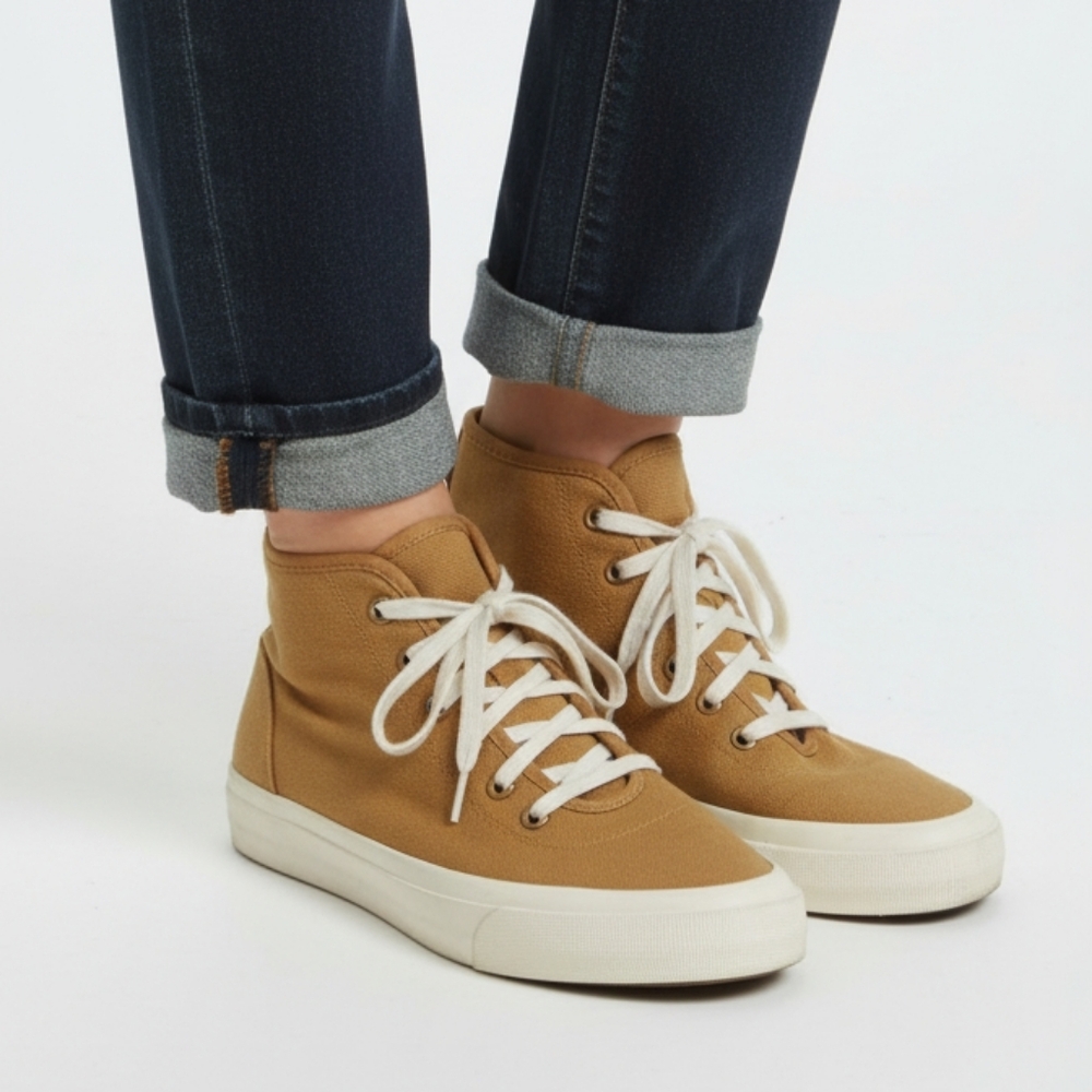 Everlane The Forever High Top Lace Up Casual Sneaker in Bronze Olive Brown Sz 7